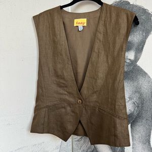 Brown Linen Vest